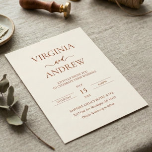 Invitation Monogramme de mariage minimaliste en terre cuite