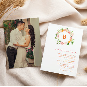 Invitation Monogramme de mariage photo aquarelle Citrus