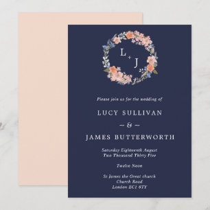 Invitation Monogramme de marine et de pêche Mariage de couron