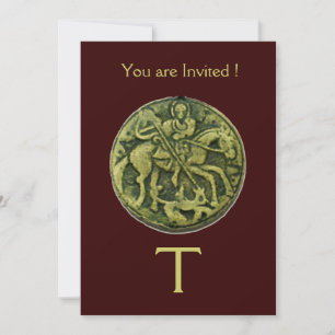 Invitation MONOGRAMME DE MÉDALLION SAINT GEORGE ET DRAGON, br