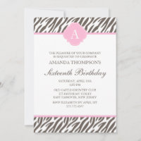 Monogramme de motif zèbre Brown et rose