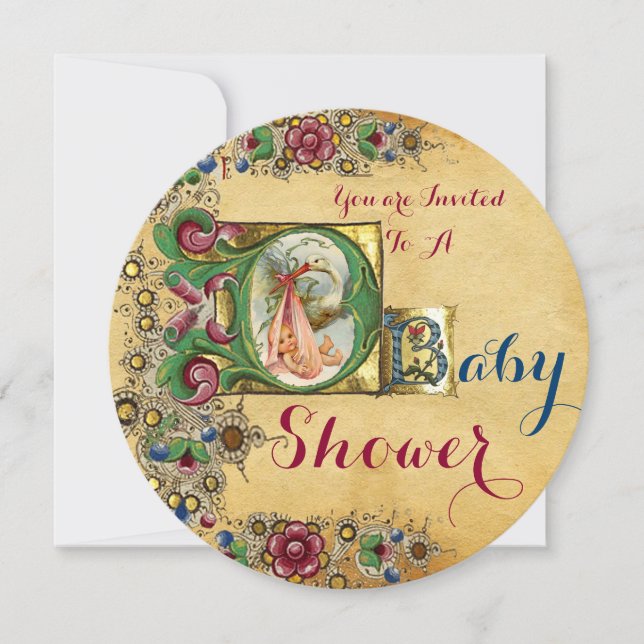 INVITATION MONOGRAMME DE PARCHEMENT FLORAL DE LA POIGNÉE DE B (Devant)