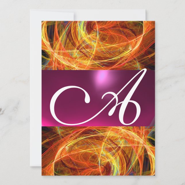 Invitation MONOGRAMME DE PHOTON FROID rose noir (Devant)