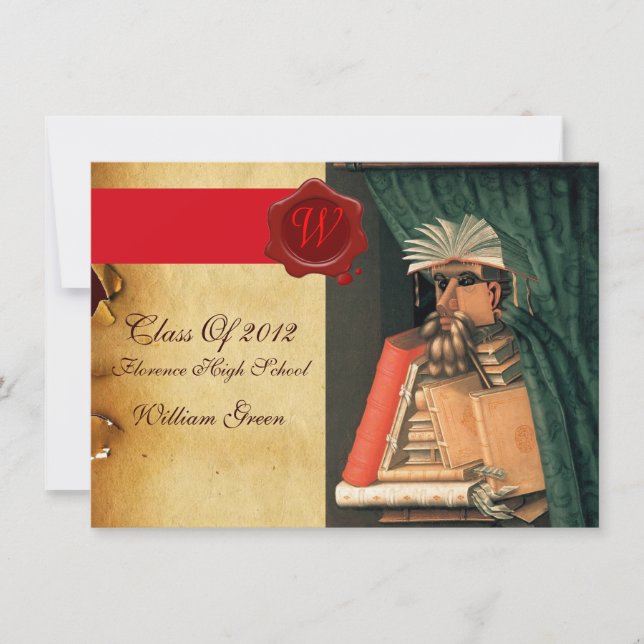 INVITATION MONOGRAMME DE SCEAU DE CIRE DE PARCHEMENT DE DIPLÔ (Devant)