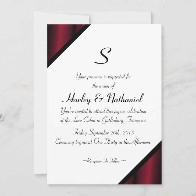 Invitation Monogramme de soie rouge (Devant)