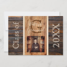 Monogramme de ton en bois rustique Graduation en b