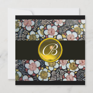 INVITATION MONOGRAMME DE TOPAZ JAUNE HAIKU/SPRING FLEURS