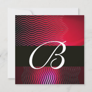 Invitation MONOGRAMME DE VAGUES ÉLÉGANTES, Ruby Rouge Bourgog