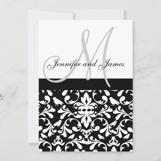Invitation Monogramme des noms d'invitation Bird Mariage dama (Devant)