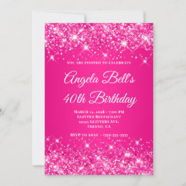 Invitation Monogramme d'ombre rose chaud de la Glitterie 40e 