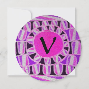 Invitation MONOGRAMME D'OR SOLAIRE, noir fuchsia rose vif