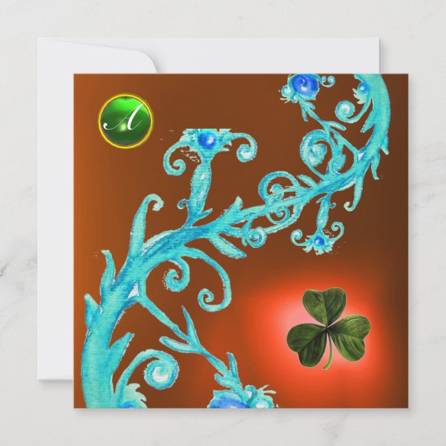 Invitation MONOGRAMME DU JOUR DU PARTI DU shamrock FLORAL ST  (Devant)