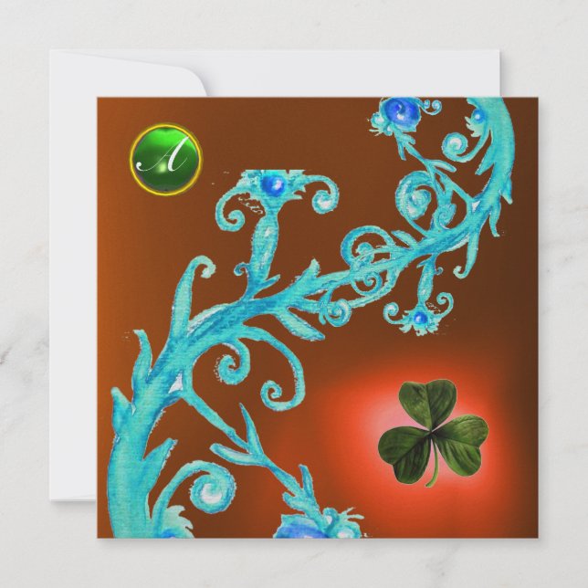 Invitation MONOGRAMME DU JOUR DU PARTI DU shamrock FLORAL ST  (Devant)