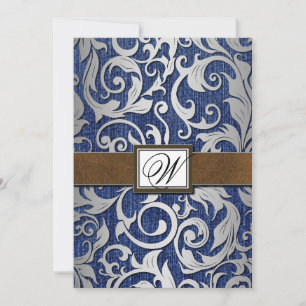 Invitation Monogramme en cuir Denim Occasions de mariage