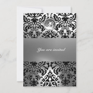 INVITATION MONOGRAMME EN PIERRE DE GEM NOIR ET BLANC