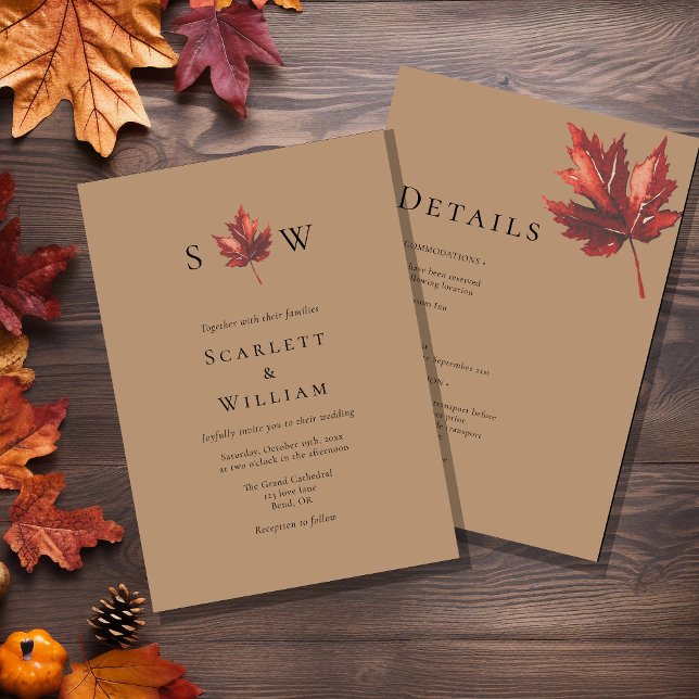 Invitation Monogramme En Terracotta Automne Simple Tout En Un (Créateur téléchargé)