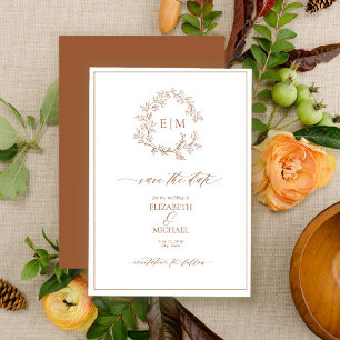 Invitation Monogramme en terre cuite de poitrine feuillue Enr