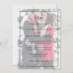 Invitation Monogramme Faux Vélin Photo Tout En Un Mariage