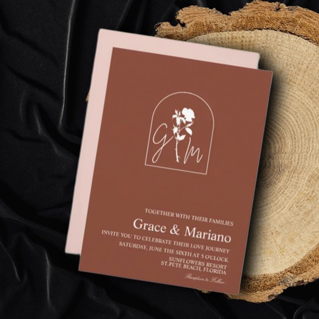 Invitation Monogramme Floral Arch Logo Mariage bohème (Créateur téléchargé)