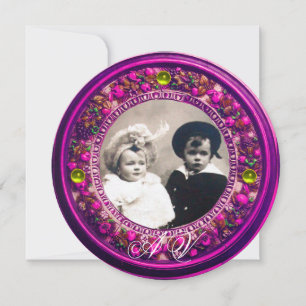 INVITATION MONOGRAMME FLORENTINE RENAISSANCE ROSE FLORAL DE L