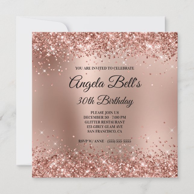 Invitation Monogramme Gold Ombre Rose de la Glitterie 30e ann (Devant)