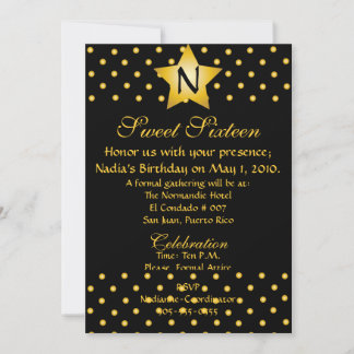 Invitation Monogramme GoldenStar sur fond noir - p