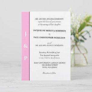 Invitation Monogramme gris rose pâle minimaliste
