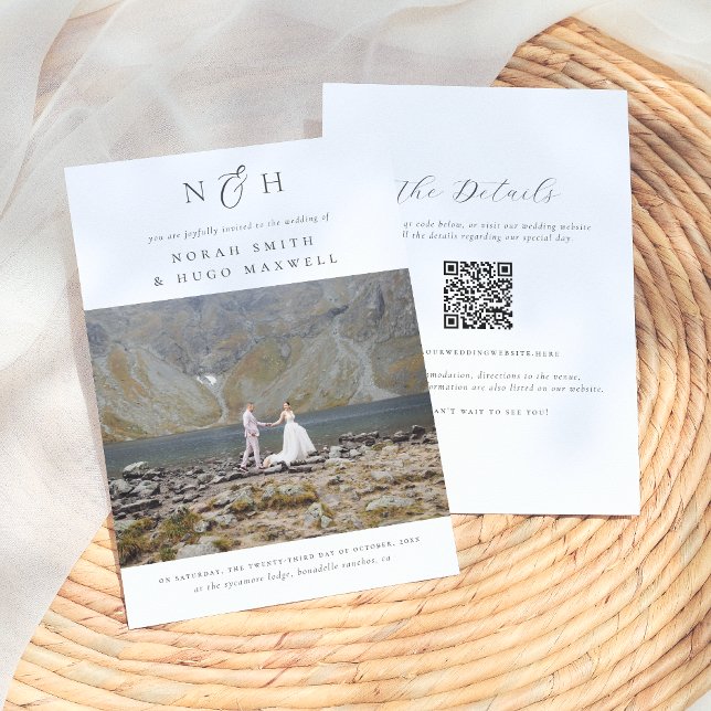 Invitation Monogramme Initiales tout en un QR Code Mariage ph (Créateur téléchargé)