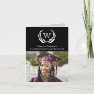 Invitation Monogramme Laurel Noir/Blanc
