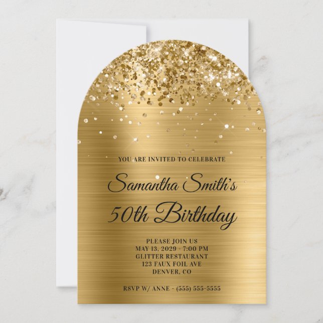 Invitation Monogramme métal doré de la Glitterie 50e annivers (Devant)