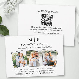 Invitation Monogramme minimal 3 photo Code QR Mariage