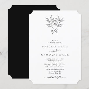 Invitation Monogramme minimaliste botanique rustique Mariage