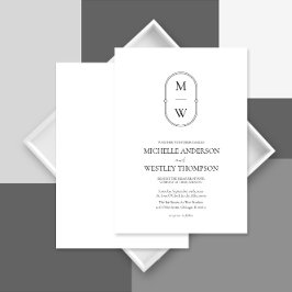 Invitation Monogramme minimaliste Mariage noir et blanc