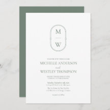 Monogramme minimaliste Mariage vert