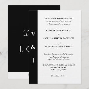 Invitation Monogramme minimaliste noir et blanc