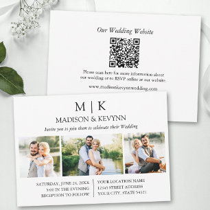 Invitation Monogramme minimaliste QR Code Mariage 3 Photo