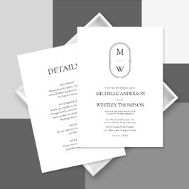Invitation Monogramme minimum noir et blanc tout en un Mariag