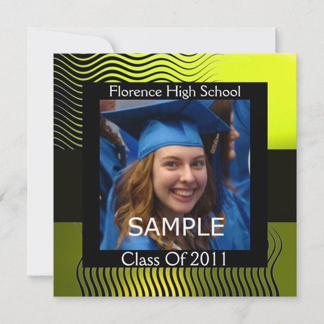 Invitation MONOGRAMME MODÈLE PHOTO DE VAGUES ÉLÉGANTES, Jaune (Devant)