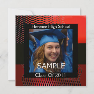 Invitation MONOGRAMME MODÈLE PHOTO DE VAGUES ÉLÉGANTES, Rouge