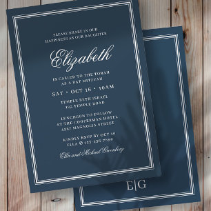 Invitation Monogramme moderne bat mitzvah sur cadre simple