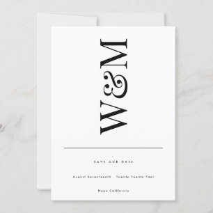 INVITATION MONOGRAMME MODERNE CLASSIQUE ENREGISTRER LA DATE