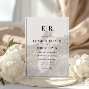 Invitation Monogramme Moderne Élégant Mariage Photo Personnal