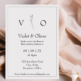 Invitation Monogramme moderne minimaliste noir & blanc Mariag