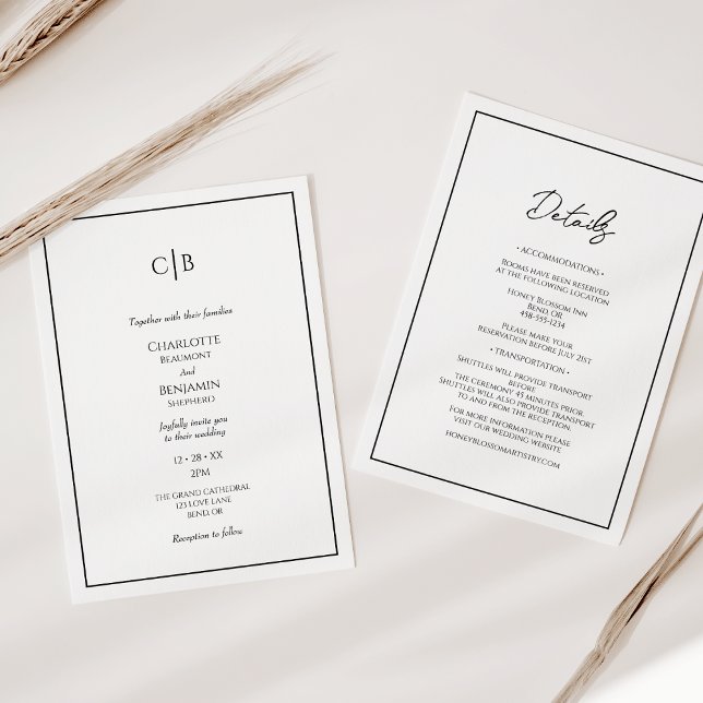 Invitation Monogramme Moderne Simple Et Minimaliste (Créateur téléchargé)