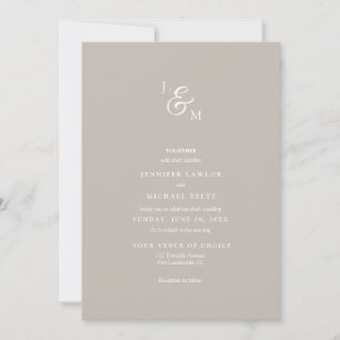 Invitation Monogramme neutre minimaliste équitable Mariage
