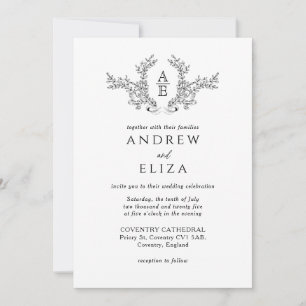 Invitation Monogramme noir et blanc de luxe classi