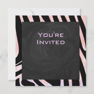 Invitation Monogramme noir et rose Zebra