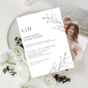 Invitation Monogramme noir moderne Mariage photo Botanique In