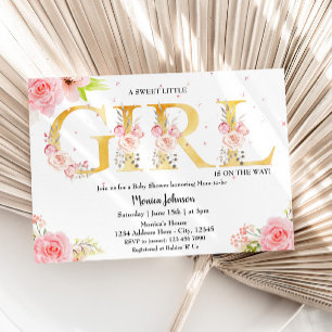 Invitation Monogramme or Baby shower fille