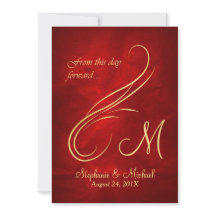 Monogramme or brillant Mariage rouge